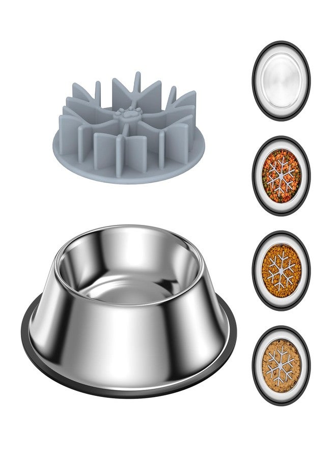 Ankilo 2-in-1 Metal Dog Bowl with Slow Feeder Insert, Food Grade 304 Slow Feeder Dog Bowls, Non-Slip Bottom, Pet Slower Food Feeding Bowls for Increases Feeding Time, Reduces Digestive Problems (M) - Image 1