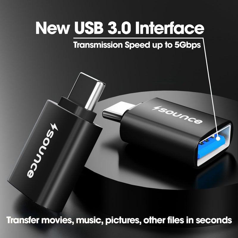 Sounce USB Type C Female to USB 2.0 Male OTG Adapter Portable High-Speed Data Transfer, Compatible and Works with Laptops, Tablets, Smartphone, Chargers and More Devices with Standard USB A Interface - Image 2