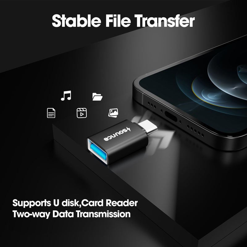 Sounce USB Type C Female to USB 2.0 Male OTG Adapter Portable High-Speed Data Transfer, Compatible and Works with Laptops, Tablets, Smartphone, Chargers and More Devices with Standard USB A Interface - Image 4