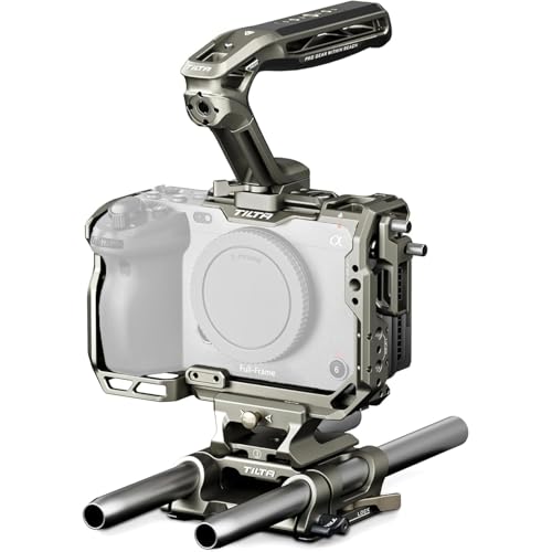Tilta Camera Cage Basic Kit for FX3/FX30 V2 | Includes Full Cage Top Handle, Baseplate & More | Top Plate NATO Rail, Cold Shoe, 1/4"-20 and 3/8"-16 | TA-T16-A-TG Titanium Gray - Image 1