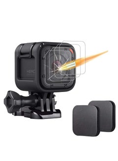 [6 Pack] Tempered Glass Screen Protector for Gopro Hero 4 Session Hero 5 Session (4-Pack) & Lens Cap Cover (2-Pack) by Akwox