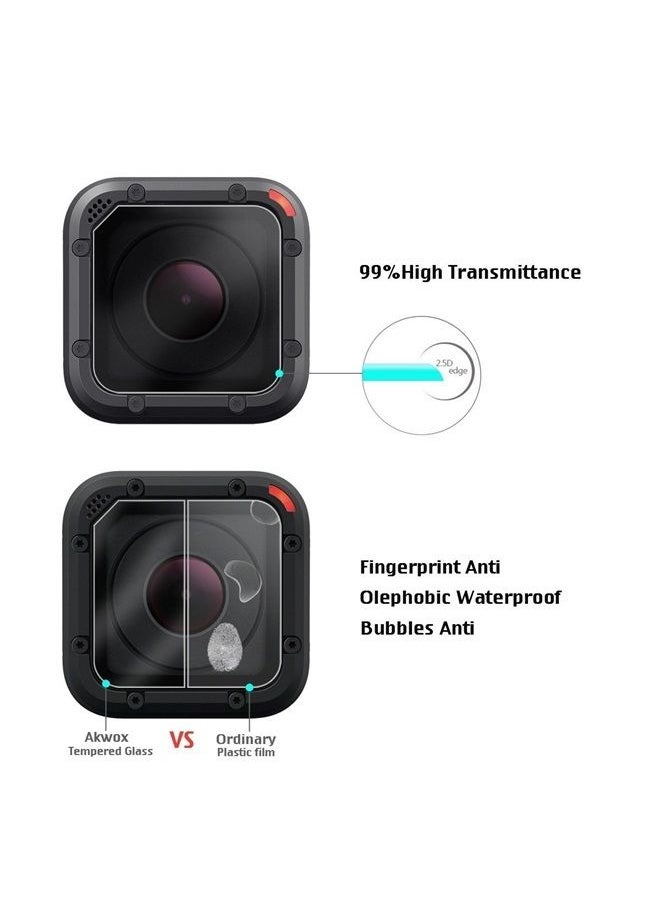 AKWOX - [6 Pack] Tempered Glass Screen Protector for Gopro Hero 4 Session Hero 5 Session (4-Pack) & Lens Cap Cover (2-Pack) by Akwox - Image 1