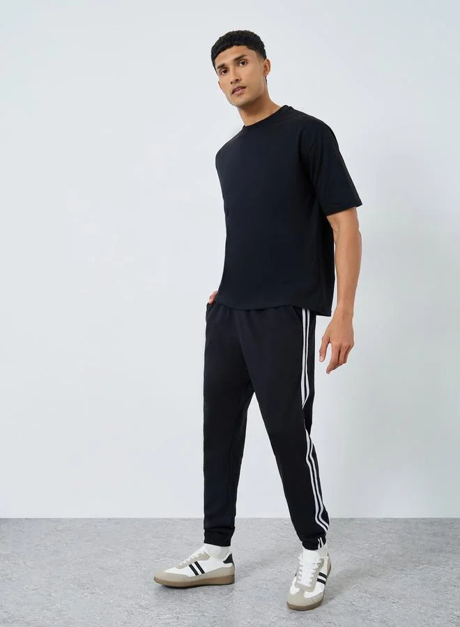 Styli Men Black Striped Joggers