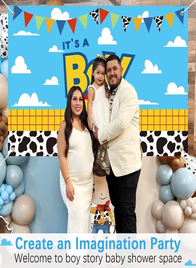 Heboland Boy Story Baby Shower Decorations Backdrop Banner,It's A Boy Stroy Large Size 3 x 5Ft Toy Cloud Backdrop Banner Decor - Image 3