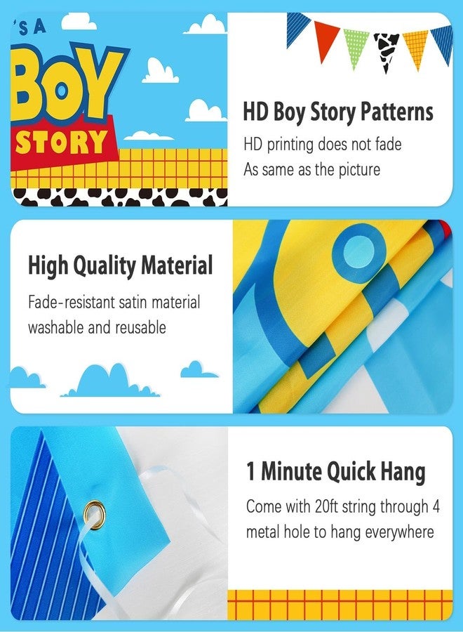 Heboland Boy Story Baby Shower Decorations Backdrop Banner,It's A Boy Stroy Large Size 3 x 5Ft Toy Cloud Backdrop Banner Decor - Image 5