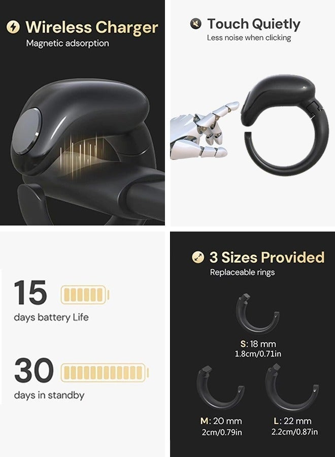 WESLAMIC Tasbih Zikr Smart Praise Ring, Adjustable Praise Ring Finger Counter with 3 Sizes (18/20/22), APP Support Digital Counter Prayer Reminder Rings, Waterproof 4 Digit Finger Counter Zikr Ring for Muslims (Black) - Image 5