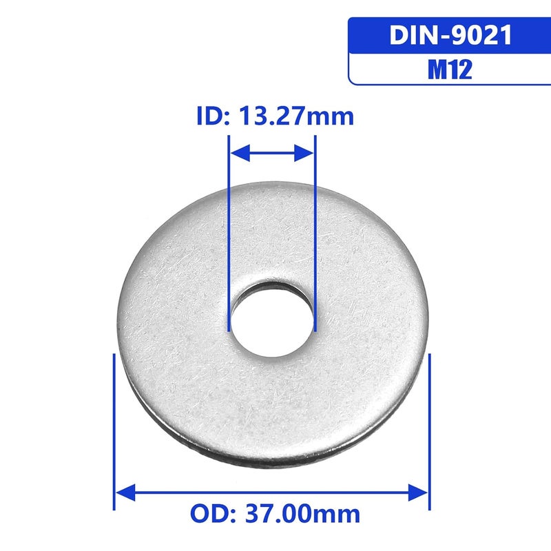 Instockbolts غسالة فندر M12 × 37 مم OD، 18-8 (304) من الفولاذ المقاوم للصدأ، 12 مم ID × 37 مم OD، 20 قطعة - Image 4