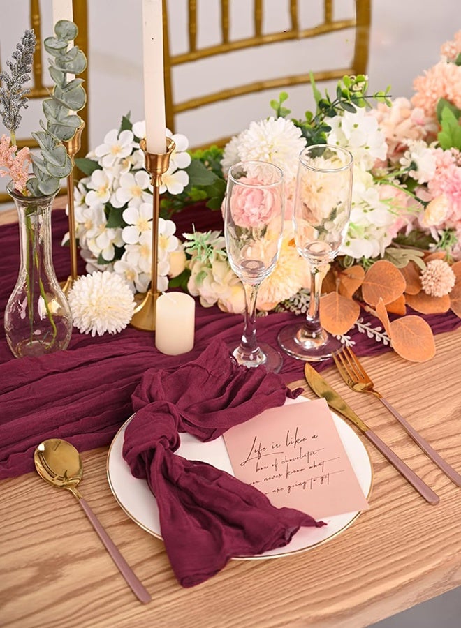 Wffo 6 Pack Gauze Napkin Set - Crinkled Napkins - 50*50cm Napkins - Suitable for Wedding, Party, Event, and Dinner Table Decoration - Wine Red - Image 4