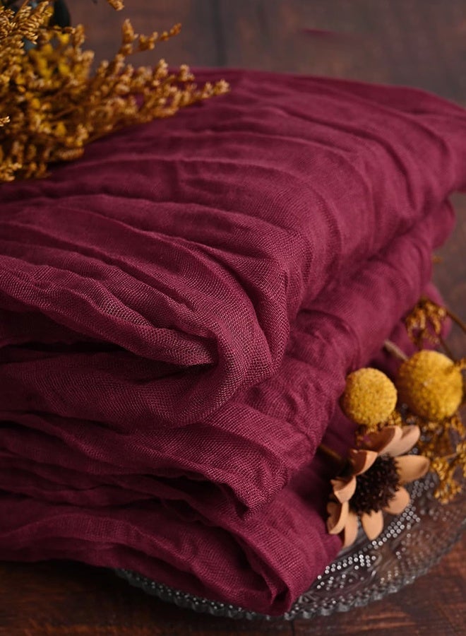 Wffo 6 Pack Gauze Napkin Set - Crinkled Napkins - 50*50cm Napkins - Suitable for Wedding, Party, Event, and Dinner Table Decoration - Wine Red - Image 5