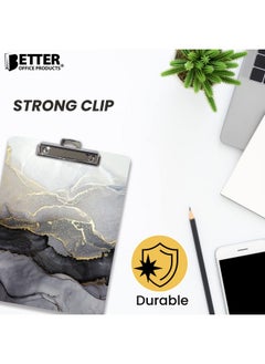 Fashion Clipboard Marble Design Standard A4 Letter Size 12.5 X 9 Wooden Clipboard Low Profile Clip With Retractable Hanging Tab Decorative Clipboard (Black & Gold 1) - pzsku/Z5F2F006AE21272C360F7Z/45/_/1720521416/c9882dd0-1c99-4dd1-ae7f-dd7b5f13d7e4