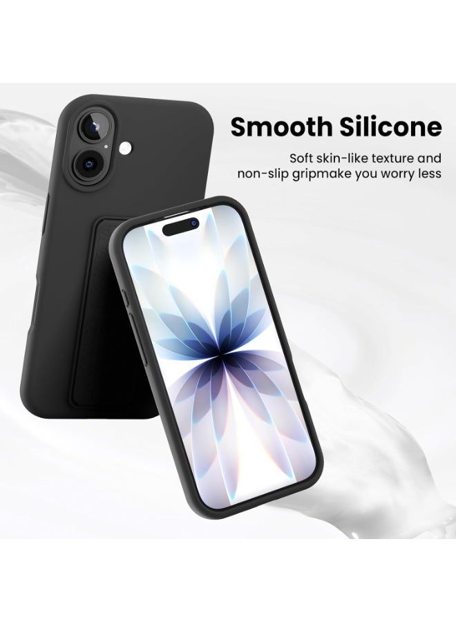 BORTONY iPhone 17 Case, Kickstand Finger Grip Cover for iPhone 17, Car Magnetic Multi Stand Vertical and Horizontal Soft Silicone Phone Case for iPhone 17 6.3 inch - Image 3