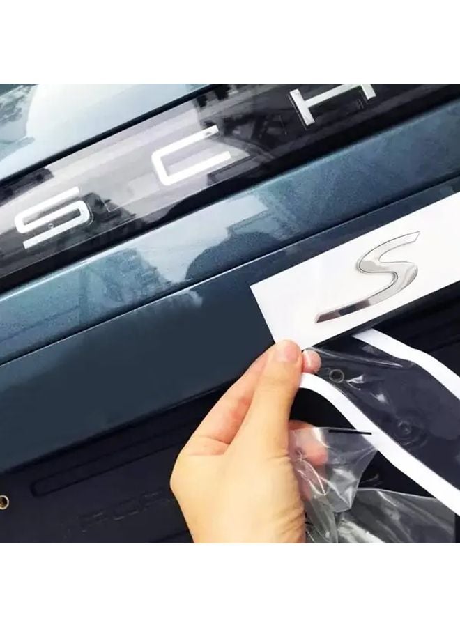 شعار صندوق الأمتعة الخلفي S رمز شارة الفضة اللامعة البلاستيكي لبورش كايين باناميرا 2009 2022 911 970 971 9YA - Image 3