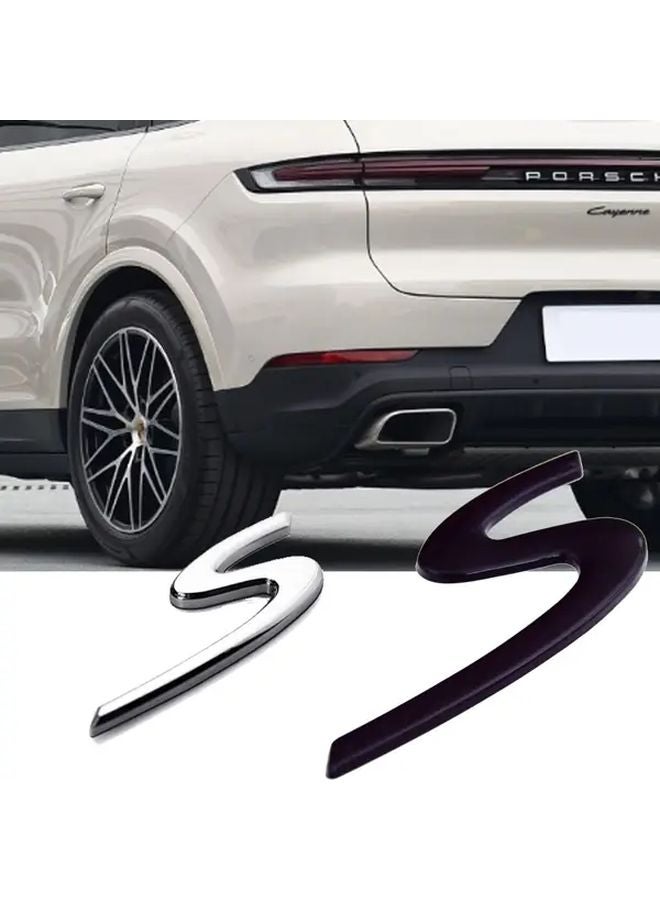 شعار صندوق الأمتعة الخلفي S رمز شارة الفضة اللامعة البلاستيكي لبورش كايين باناميرا 2009 2022 911 970 971 9YA - Image 1