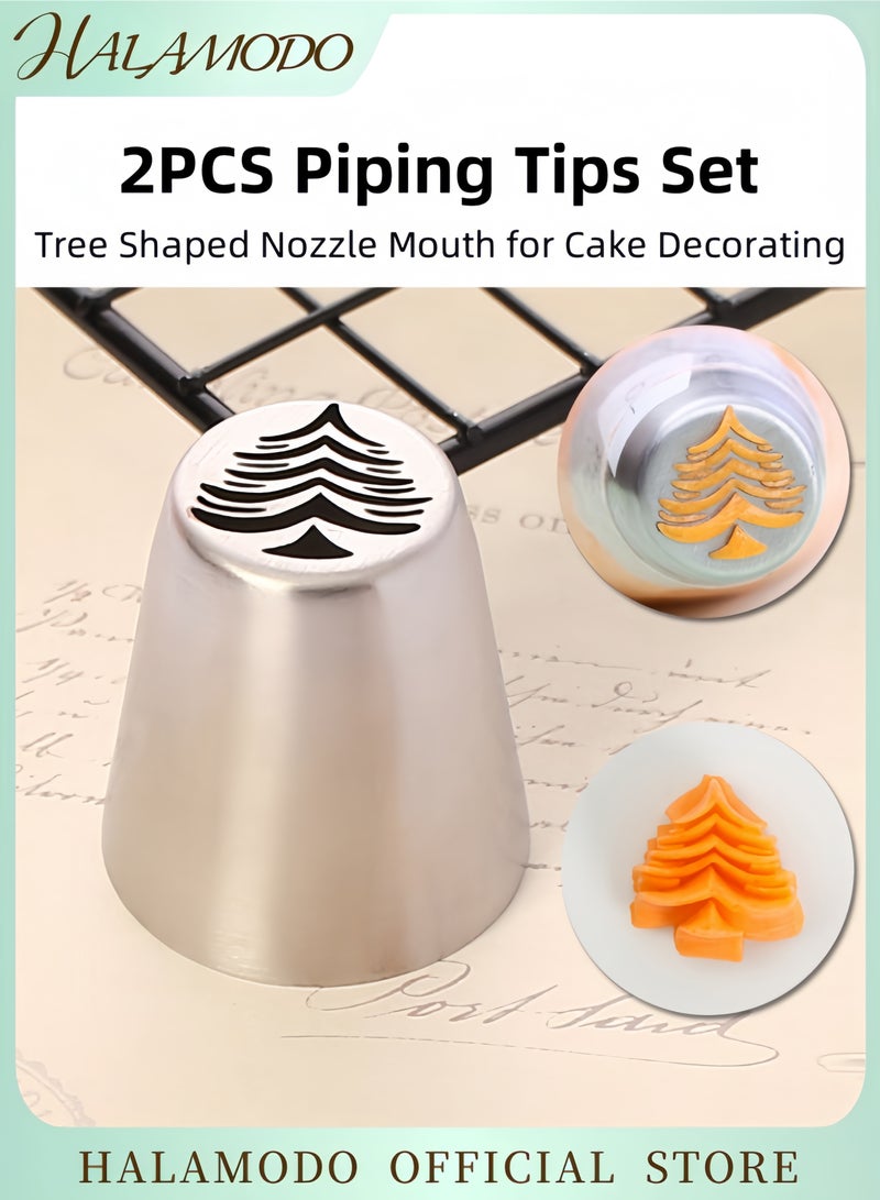 Halamodo 2PCS Professional Russian Icing Piping Nozzle Set 2-Piece Stainless Steel Nozzles for 3D Flower Frosting Designs Perfect for Cake Cupcake & Cookie Decorating - Image 1