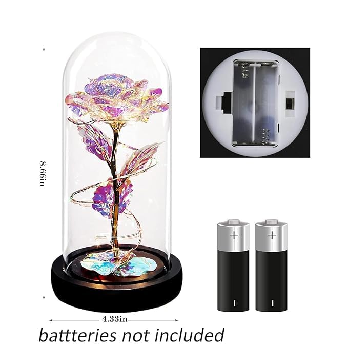 MIJILIX Artificial Rose Flower Dome with Lights Gifts for Valentines Day Birthday Gifts for Women Colorful Rainbow Flower Rose Great Gift Ideas for Wedding Anniversary Engagement - Image 2