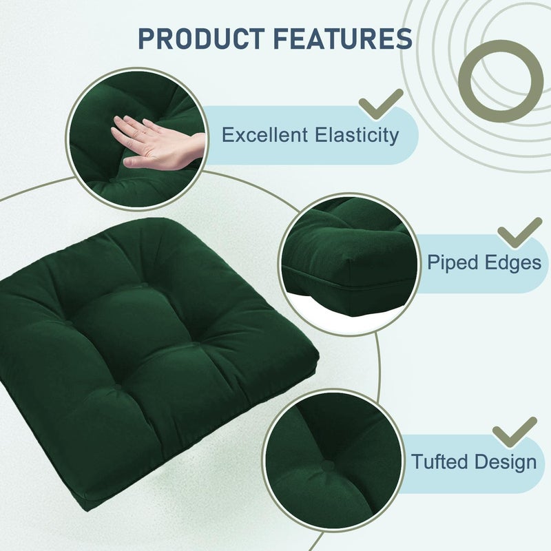 downluxe Outdoor Chair Cushions Set of 2 for Patio Furniture, Waterproof Tufted Overstuffed Patio Furniture Cushions, Thick Outdoor Seat Cushion, 19" X 19" X 5", Forest Green - Image 5