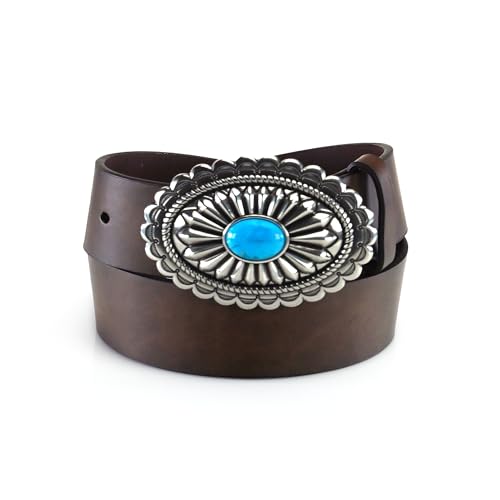 ARIAT Women's Basic Strap Turquoise Belt, Brown, Extra Large - Image 1