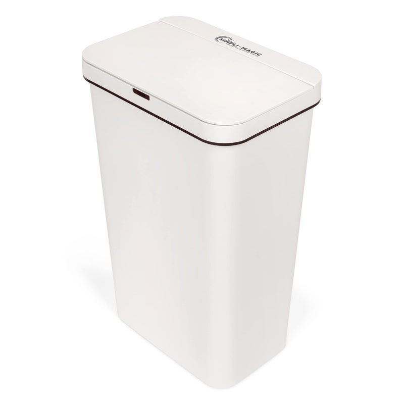 SIMPLI-MAGIC 79502 13 Gallon Touchless Sensor Trash Can, Rectangle Garbage Bin, Perfect for Home, Kitchen, Office, White - Image 1