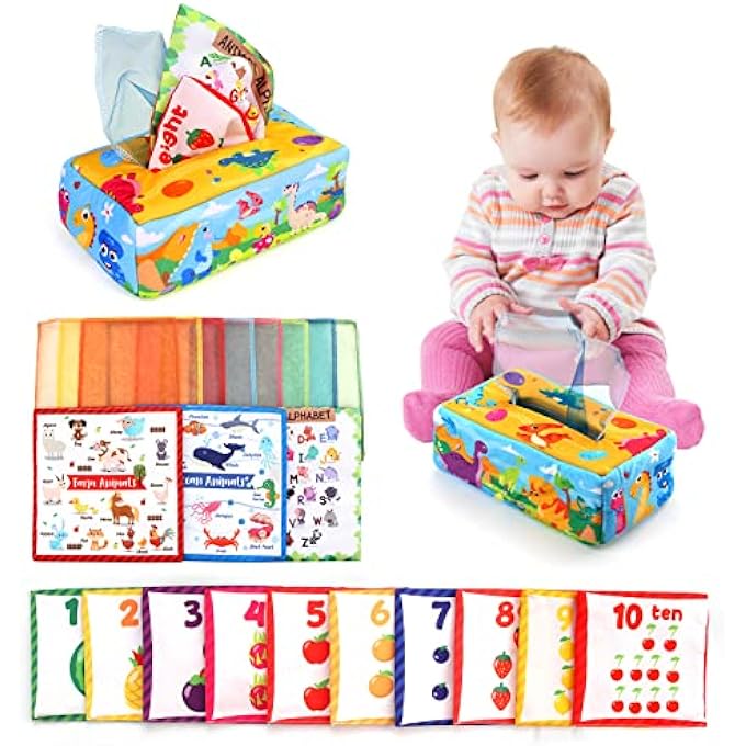BABY TISSUE BOX TOY NEWBORN INFANT TODDLERS SENSORY TOYS, MONTESSORI EDUCATIONAL TOYS FOR BABIES 6 TO 12 MONTHS - Image 1