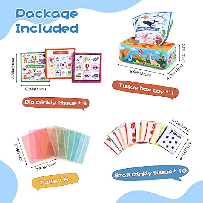 BABY TISSUE BOX TOY NEWBORN INFANT TODDLERS SENSORY TOYS, MONTESSORI EDUCATIONAL TOYS FOR BABIES 6 TO 12 MONTHS - Image 3