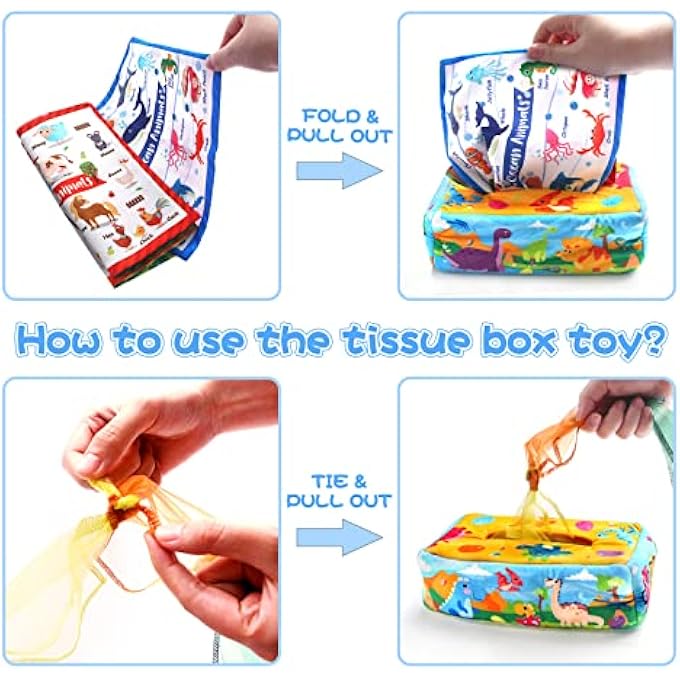 BABY TISSUE BOX TOY NEWBORN INFANT TODDLERS SENSORY TOYS, MONTESSORI EDUCATIONAL TOYS FOR BABIES 6 TO 12 MONTHS - Image 5