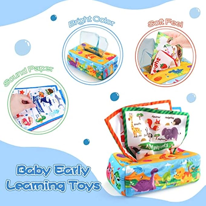 BABY TISSUE BOX TOY NEWBORN INFANT TODDLERS SENSORY TOYS, MONTESSORI EDUCATIONAL TOYS FOR BABIES 6 TO 12 MONTHS - Image 2