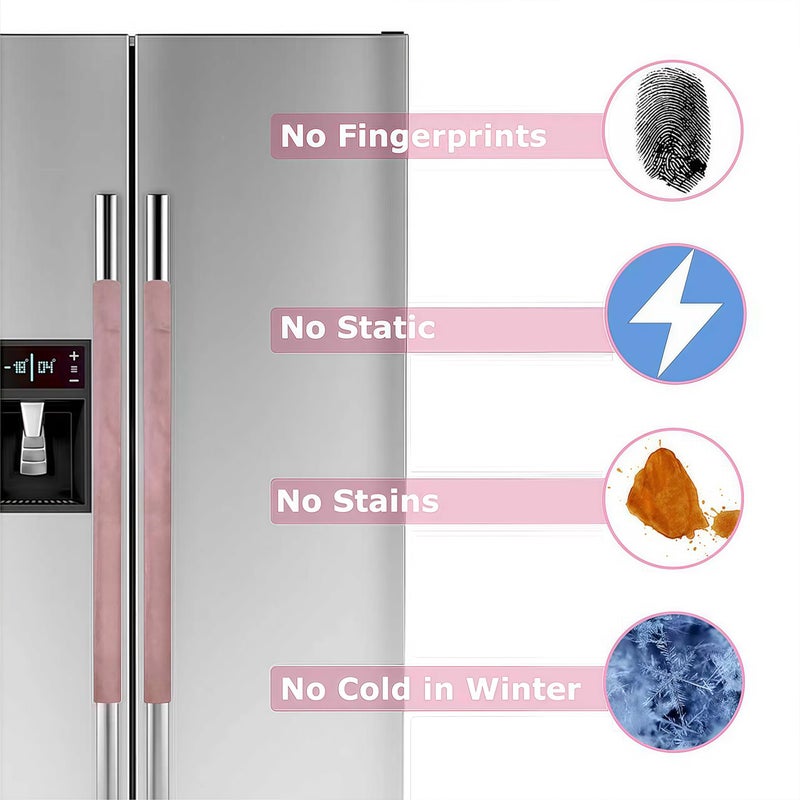Daixers 3PCS Refrigerator Door Handle Covers Kitchen Decor Keep Appliance Clean Anti-Static Stains for Fridge Dishwashers Velvet (Pink) - Image 3