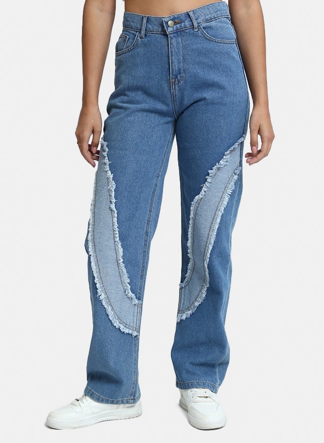 RAVIN Comfy Straight Leg Jeans with Front Distressed - Image 1