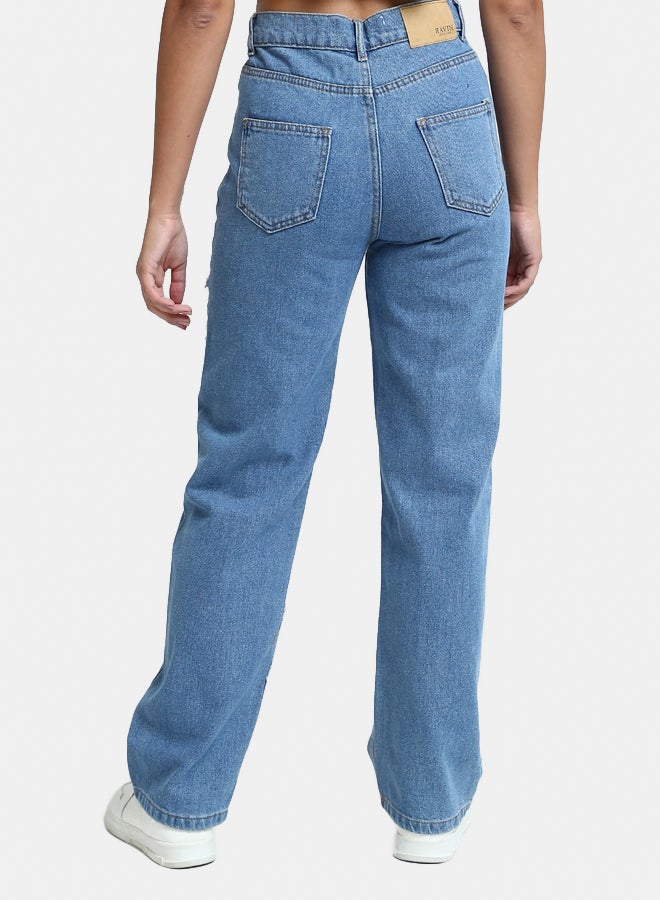 RAVIN Comfy Straight Leg Jeans with Front Distressed - Image 2