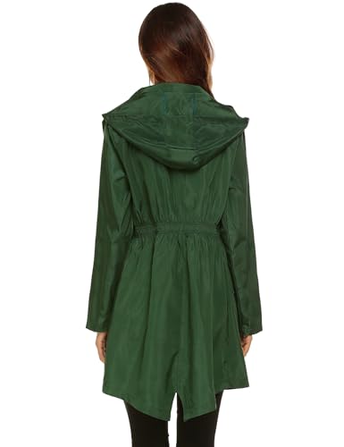 LOMON Womens Lightweight Sun Protect Hooded Quick Dry Windproof Trench Rain Jacket Amy Green L - Image 5