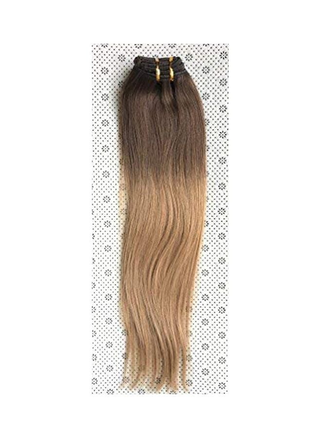NIBEMINENT Clip In Straight Hair Extension Medium Ash Brown To Dirty Blonde 18inch - Image 2