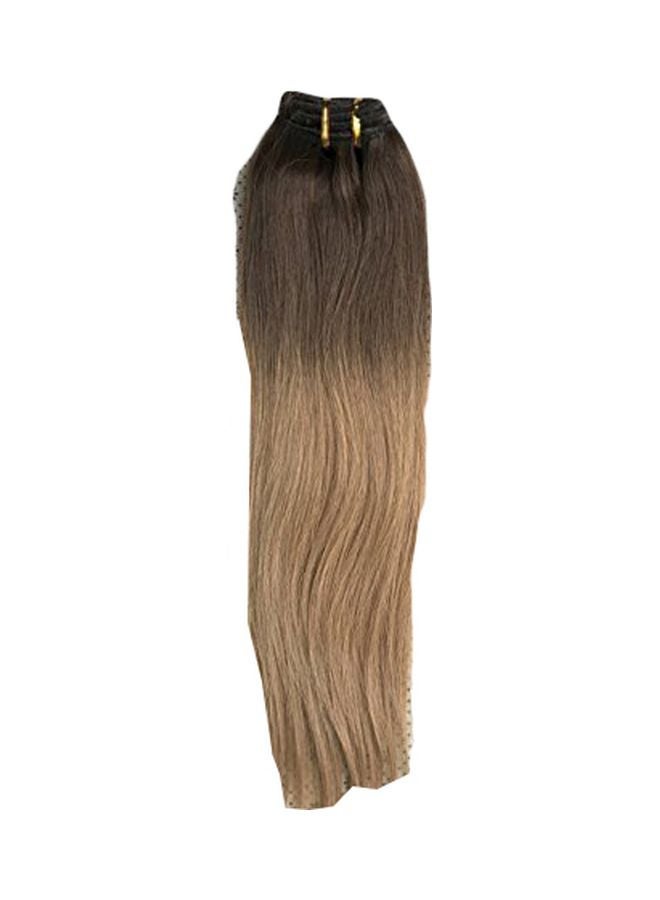 NIBEMINENT Clip In Straight Hair Extension Medium Ash Brown To Dirty Blonde 18inch - Image 1