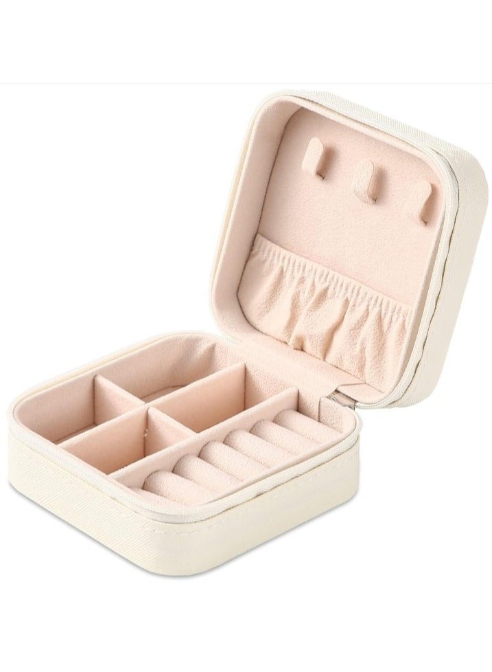 Small Leather Jewelry Box Easy Carry Jewelry Ring Organizer Gift Box for Girls Women - Jewelry Case Box Makeup Cosmetic Organizer for Women - Holder for Necklaces Earrings Bracelets Rings Accessories Organizer, Jewelry Box for Earrings Bracelets Rings Necklaces Storage Jewelry Box Organizer Jewelry Box Case for Accessories Makeup, Accessories Organizer Gold Silver Accessories Organizer - Small Travel Jewelry Box PU Leather Bag Organizer Portable Display for Women for Necklaces Earrings Rings Accessories  - Image 2