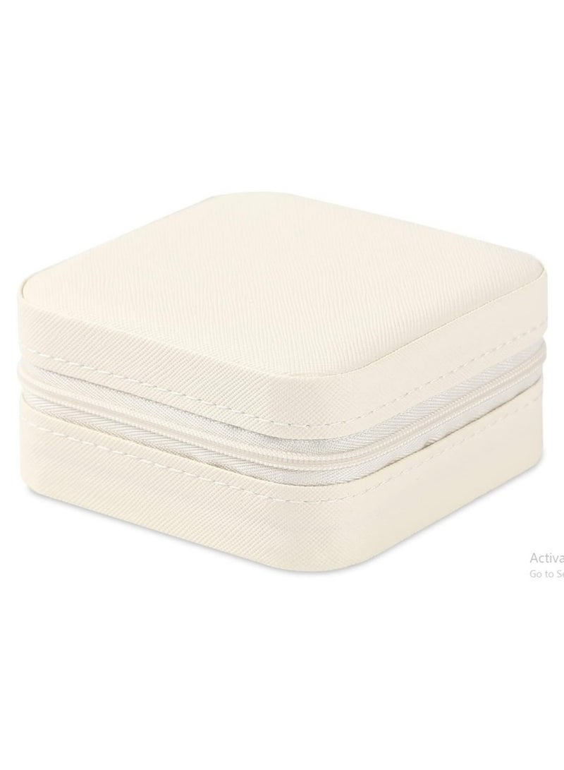 Small Leather Jewelry Box Easy Carry Jewelry Ring Organizer Gift Box for Girls Women - Jewelry Case Box Makeup Cosmetic Organizer for Women - Holder for Necklaces Earrings Bracelets Rings Accessories Organizer, Jewelry Box for Earrings Bracelets Rings Necklaces Storage Jewelry Box Organizer Jewelry Box Case for Accessories Makeup, Accessories Organizer Gold Silver Accessories Organizer - Small Travel Jewelry Box PU Leather Bag Organizer Portable Display for Women for Necklaces Earrings Rings Accessories  - Image 4