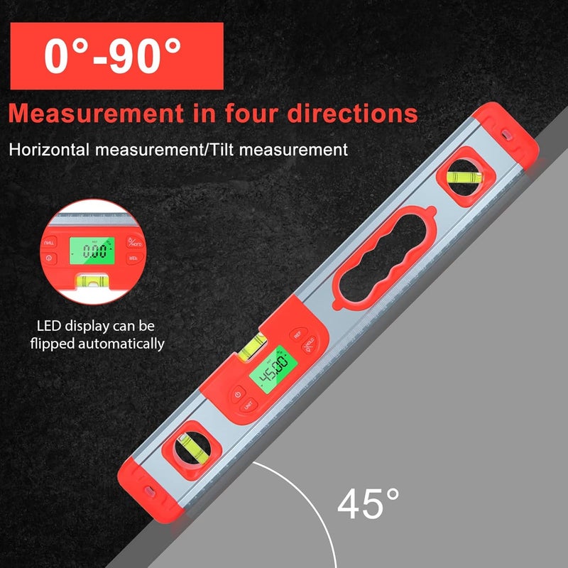 Red Digital Level Aluminum Alloy Professional Electronic Level for Woodworking Construction - Image 4