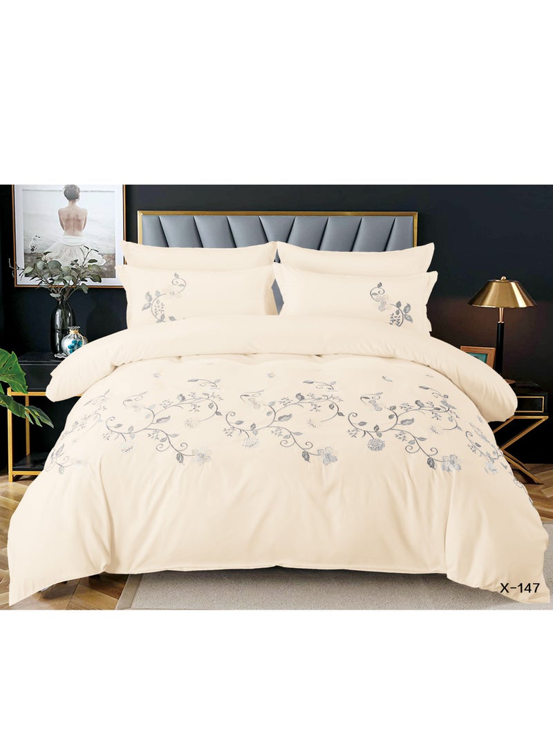 MMM HOME MMM HOME Embroidered 6pcs Super King/King/Single size High Cotton Hotel Master Quality Bedding Set Duvet Cover/Bedsheet/Pillow covers set  - Image 1
