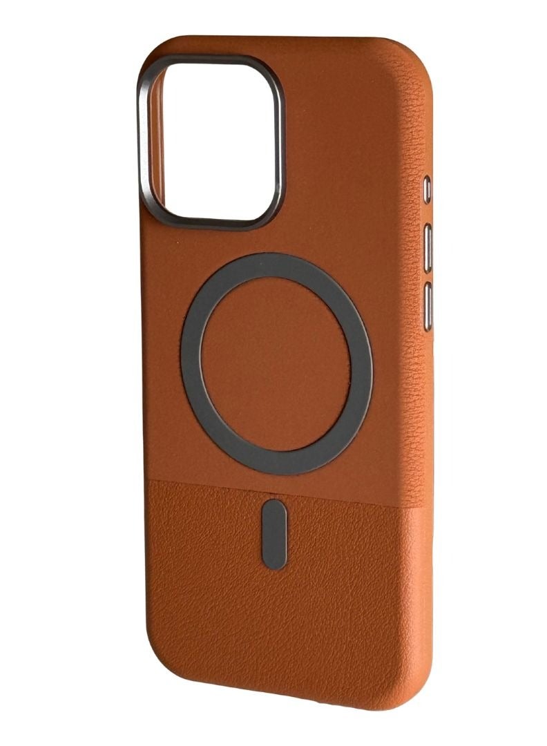 MagSafe Leather Case for iPhone 16 Pro Max – Slim Shockproof Back Cover with Wireless Charging Support – Brown  - Image 1