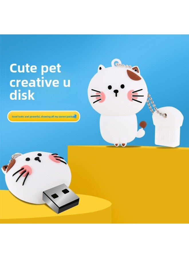Cartoon U Disk 16G Gift Advertising U Disk Cute Personality U Disk 32G Silicone High-speed U Disk Can Add LOGO-Color:White 2.0-Capacity:64GB - Image 1