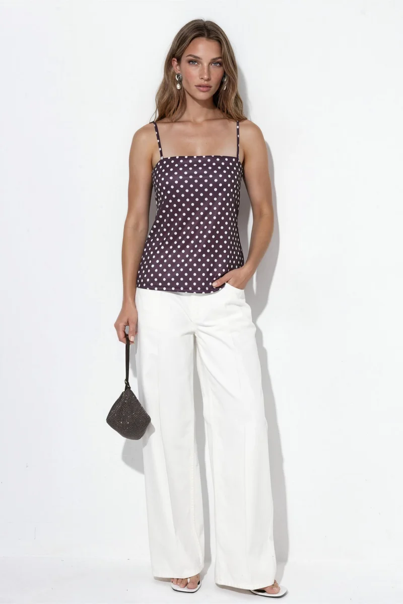 هيكاب Square Collar Polka Dot Blouse