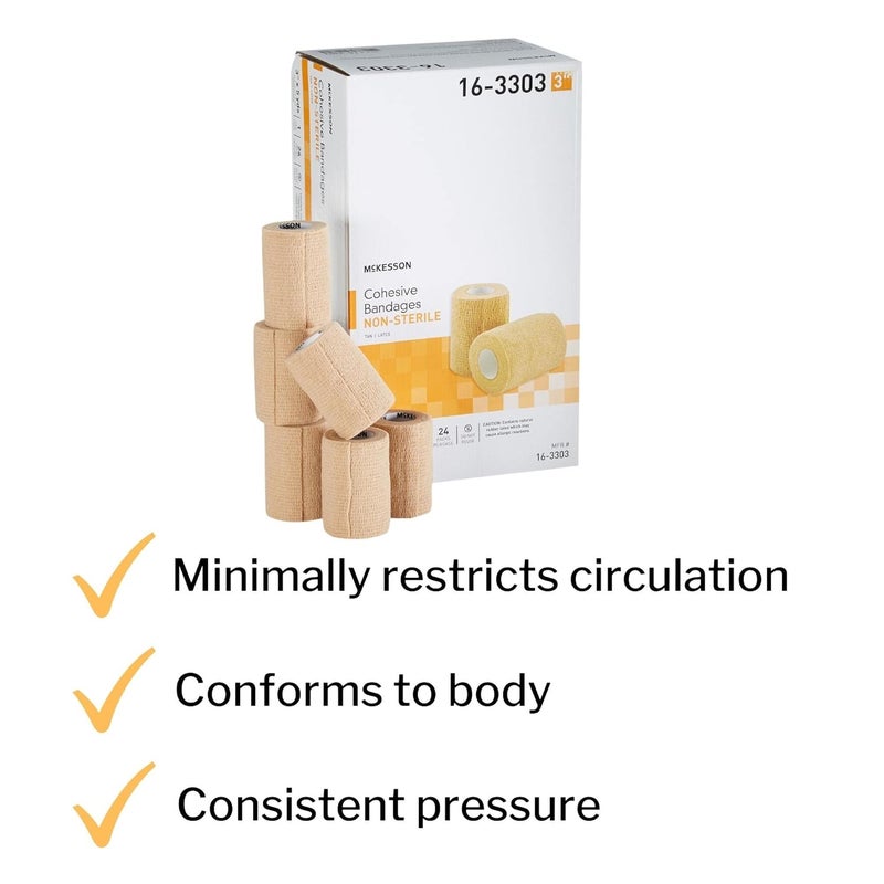 McKesson Cohesive Bandages NonSterile Contains Latex 3 in x 5 yds 1 Count 24 Packs 24 Total - Image 3