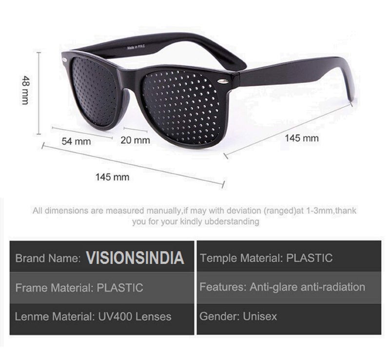 Visions India Lazy Spectacles Pinhole Vision Correction Glasses Eyesight Improvement for Men/Women/Kids (Square) - Image 2