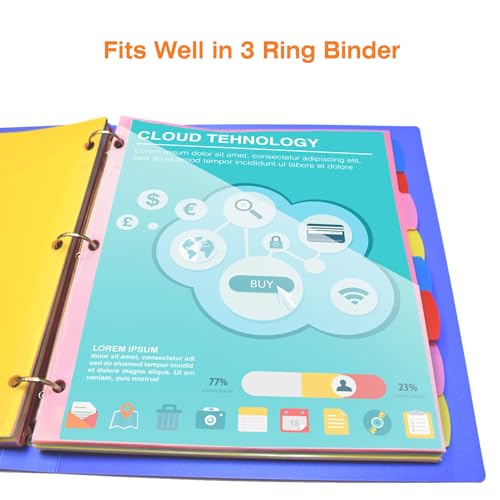 WOT I 8-Tab Binder Dividers with Clear Front Pocket - 3 Sets, Reusable Plastic Pocket Dividers for 3 Ring Binder, 4 Vibrant Colors, Tear-Resistant, Total 24 Tabs - Image 4