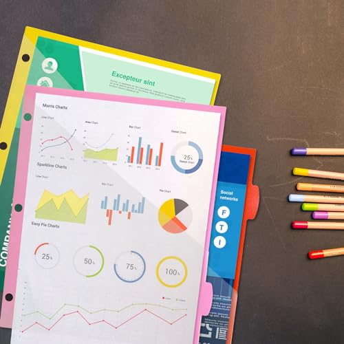 WOT I 8-Tab Binder Dividers with Clear Front Pocket - 3 Sets, Reusable Plastic Pocket Dividers for 3 Ring Binder, 4 Vibrant Colors, Tear-Resistant, Total 24 Tabs - Image 2