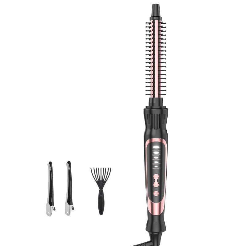 DENVEK Thermal Brush, Heated Round Brush & Small Curling Iron with Ceramic Ionic Technology, 1/2 inch for Volumizing & Styling, Travel-Friendly Hot Comb with Adjustable Temperatureï¼ˆRose Gold 0.5 inchï¼‰ - Image 1