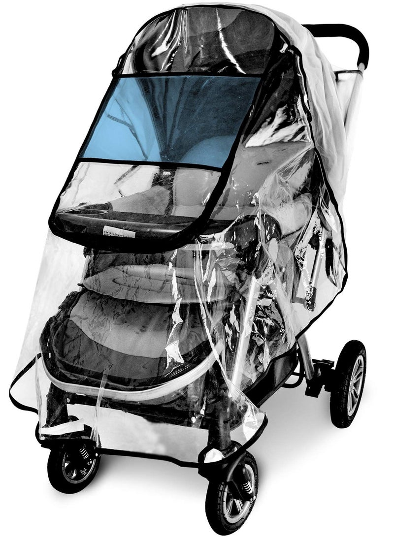 Y&D Stroller Rain Cover Weather Shield, KASTWAVE Universal Premium Accessory, Waterproof, Windproof Protection, Protect from Dust Snow, Baby Travel Safe Durable Clear Plastic - Image 1