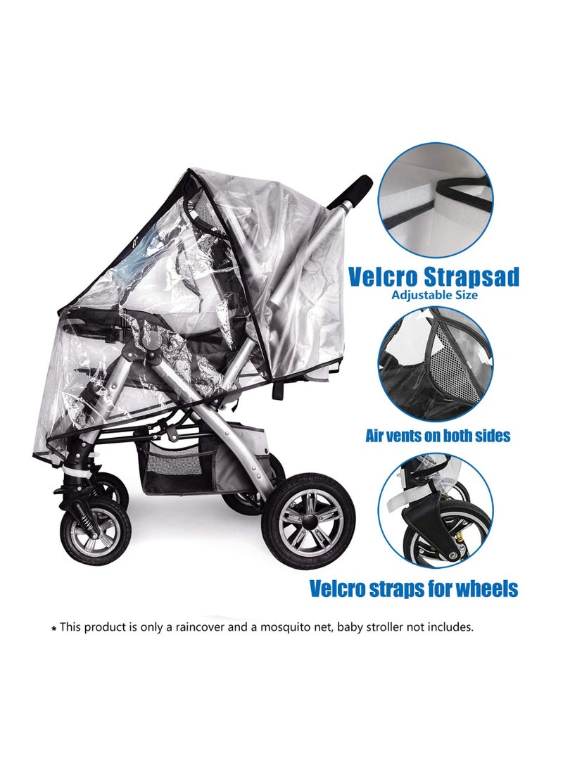 Y&D Stroller Rain Cover Weather Shield, KASTWAVE Universal Premium Accessory, Waterproof, Windproof Protection, Protect from Dust Snow, Baby Travel Safe Durable Clear Plastic - Image 3