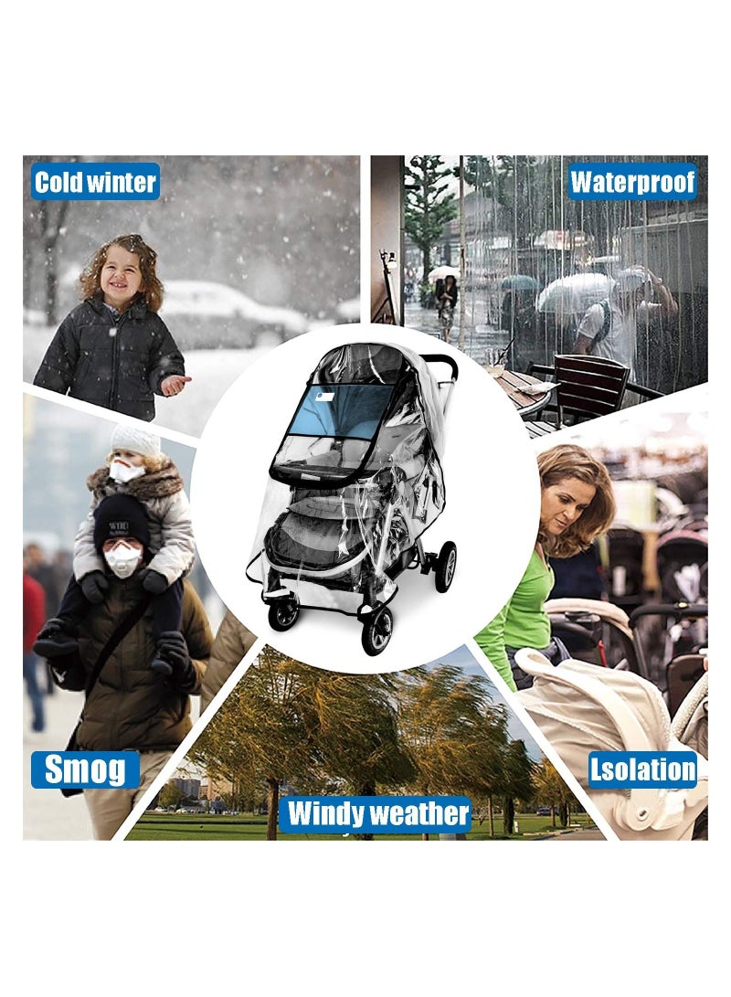 Y&D Stroller Rain Cover Weather Shield, KASTWAVE Universal Premium Accessory, Waterproof, Windproof Protection, Protect from Dust Snow, Baby Travel Safe Durable Clear Plastic - Image 5