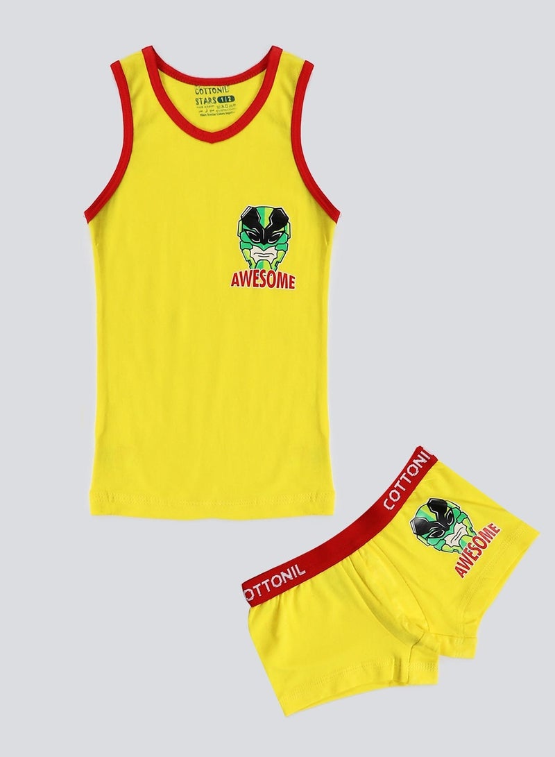 COTTONIL Pack Of 2 Turbo Cotton Tank Top And Boxer Set For Boys  - Image 4