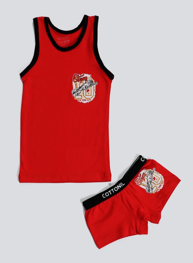COTTONIL Pack Of 2 Turbo Cotton Tank Top And Boxer Set For Boys  - Image 5