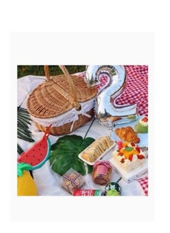 Generic Hand Woven Fruits Rattan Basket with Holder Brown/White 38x28x38cm  - Image 3